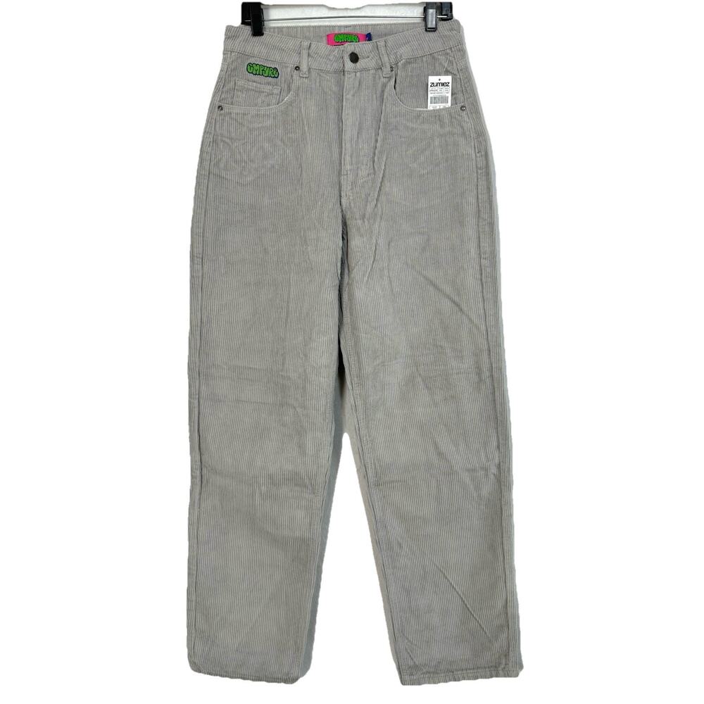 Empyre Tori Skate Pants Women’s 7 Gray Corduroy High Rise Loose Straight Leg NWT